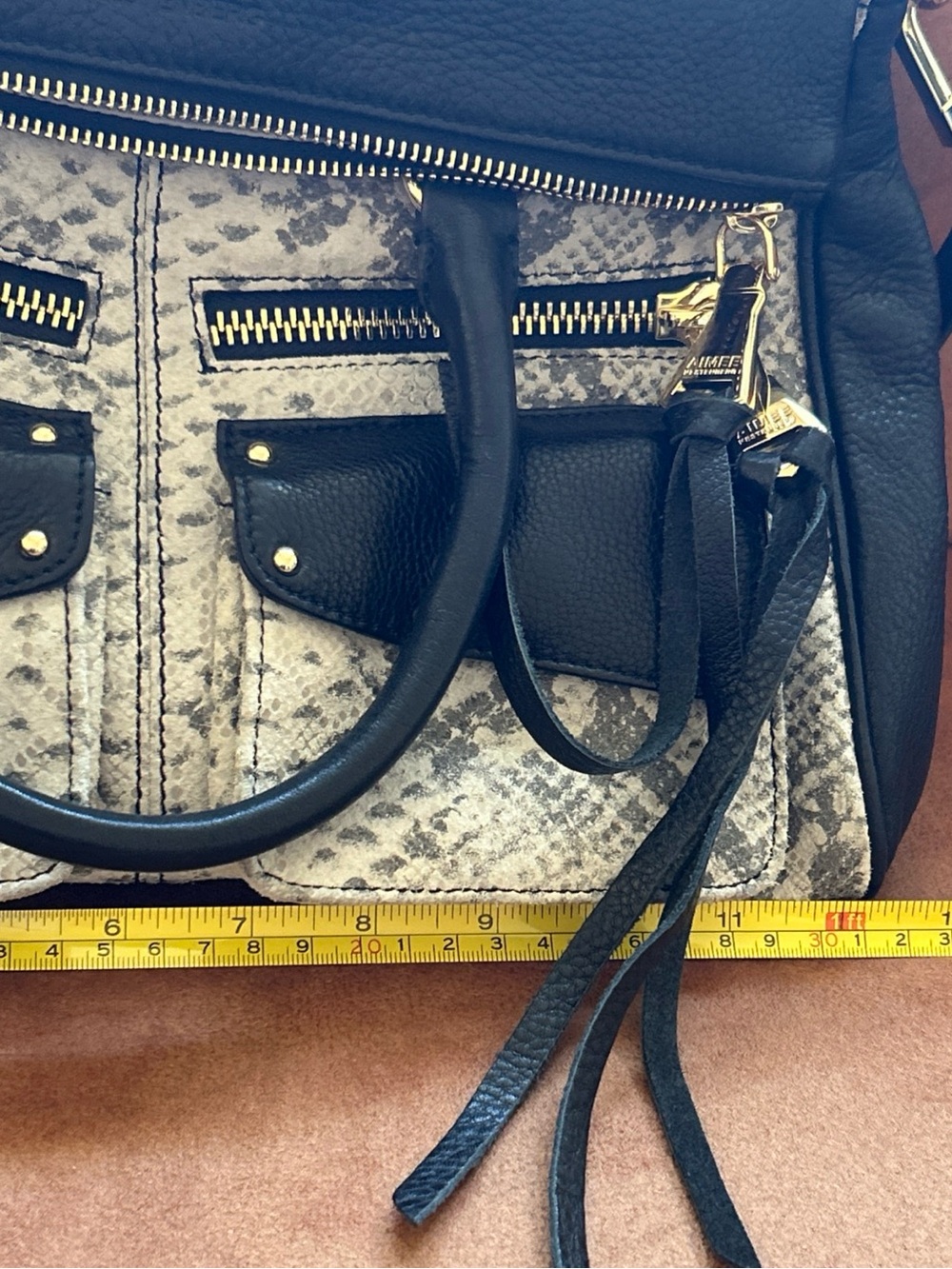 AIMEE KESTENBERG Python Snakeskin Prints Foldover Dual Pockets Shoulder Bag - Picture 11 of 11